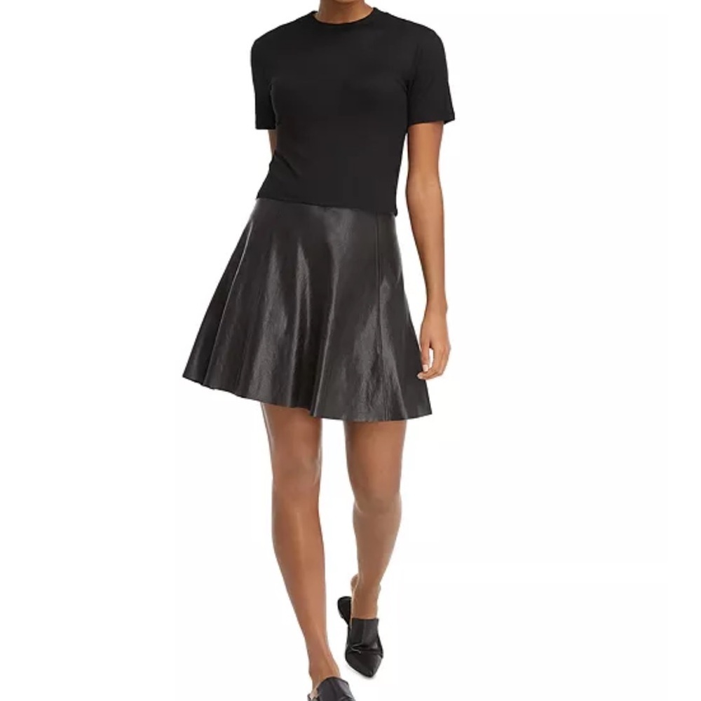 SPANX black faux leather skater skirt Sz S